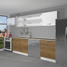 Decoraktiv Elite 280y Mdf Hazır Mutfak Dolabı - Tezgah Dahil - Pera Beyaz Beyaz - Meşe