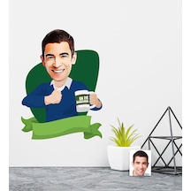 Kişiye Özel Bay En İyi Öğretmen Karikatürlü Duvar Sticker 50X70C