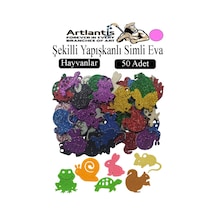 Şekilli Simli Eva Yapışkanlı 50 Li 1 Paket Kendinden Yapışkanlı Simli Eva Sticker Okul Öncesi Kreş Ana Sınıfı Pembe