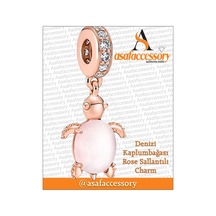 Deniz Kaplumbağası Rose Sallantılı Charm Asafaccessory Gümüş