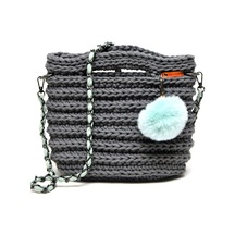 Handmade Makrome İp Tasarım Çanta Antrasit - Gri