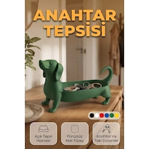 Sosis Köpek Figürlü Takı Anahtar Tepsisi Masaüstü Düzenleyici Yeşil
