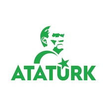 Atatürk Türk Bayrağı Sticker 17x17 Cm Yeşil