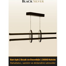 Halo Silver Lineer Led Sarkıt Avize Kumandalı Dim Edilebilir Yukarı & Aşağı Işık Sarı Işık