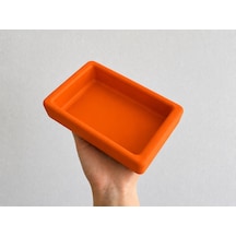 Dikdörtgen Model Beton Kedi Köpek Mama Ve Su Kabı 18 X 10,5 X 4,5 Cm - Turuncu
