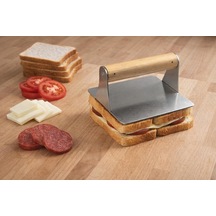 304 Paslanmaz Çelik Kare Burger Presi / 12 Cm Ahşap Saplı Smasher / 3 Mm Kalın Paslanmaz Çelik Gövde / Izgara Ve B