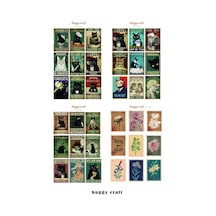 Cats Kedi Mizah Ve Pul Temalı 4lü Laptop Tablet Telefon Defter Sticker Set Standart