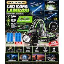 30w Ultra Güçlü Led Kafa Lambası 4 Adet Pilli - Yedek Bataryalı Set - 3000 Lümen 1000m Menzil