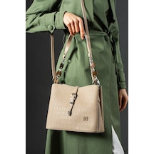 Jps-just Polo Kadın Omuz Çantası Ahşap Zincir Detaylı 4014-jp Kum