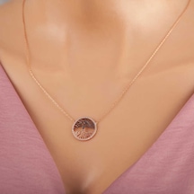 925 Ayar Gümüş Rose Hayat Ağacı Kadın Kolye