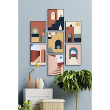 Çerçevesiz Çerçeve Görünümlü Minimal Abstract7 Parça Mdf Yeni Yıl Tablo Seti Modern New Year Özc-mdf7h