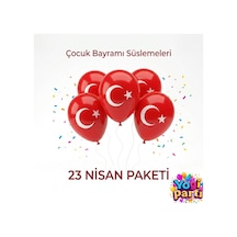 Bayrak Baskılı Balon 12 İnç 50 Adet 23 Nisan 29 Ekim Milli Bayram Süslemeleri Kırmızı Tüm Yaşlar