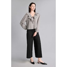 Defacto Culotte Yüksek Bel Düz Paça Pantolon E7242ax26aubk81 Siyah-bk81