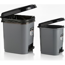 20 Lt Ve 9 Lt Plastik Pedallı Çöp Kovası 2'li Set Gri