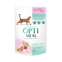 Optimeal Kuzu Etli Sebzeli Jöle Yetişkin Kedi Maması 85 G