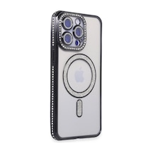Ilkeshop Newface Apple iPhone Uyumlu 14 Pro Max Kılıf Joke Simli Magneticsafe Kılıf - Siyah