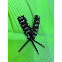 Boncuk Pul Payet İşleme V Harfi Arma Dikiş Aplike 6x3 Cm