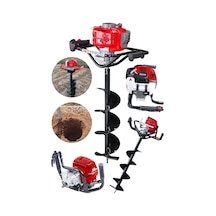 Steiner 11 HP Tam Profesyonel Toprak Burgu Makinesi 15 Cm Uç Kırmızı