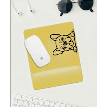 Sevimli Köpek Desenli Mousepad Sarı Zemin Kaymaz Tabanlı Mouse Pad