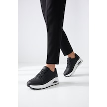 Bağcıklı Siyah-beyaz Unisex Yürüyüş Ve Spor Ayakkabı Sneaker 5101 Siyah - Beyaz