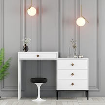 Lizbon Makyaj Masası - Beyaz / Beyaz