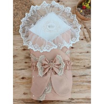 Yenidoğan Pamuk Papatya Desenli Trilüks Unisex Kundak Bebek Battaniyesi Kahverengi Kahverengi