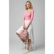 Kazax Çıtçıt Detaylı Bluz Pembe T4343 Pembe