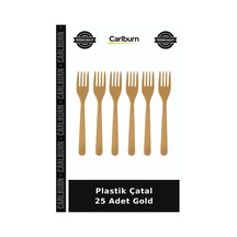 Delux Serisi Plastik Çatal 25 Adet Gold Sunum Kokteyl Mönü