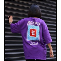 Flood Of Style Kadın Mor Monaco Oversize Bisiklet Yaka Tshirt