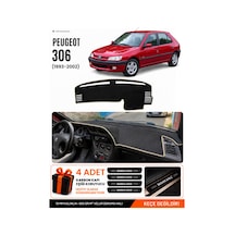 Peugeot 306 1993-2002 Uyumlu Torpido Koruma, Torpido Örtüsü, Torpido Kılıfı - Siyah-bej - Pe008