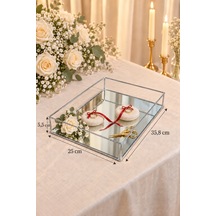 Edora Home Parlak Silver Büyük Boy Aynalı Söz Nişan Tepsisi, Damat Kahvesi Ve Dekoratif Sunum Tepsisi Çok Renkli