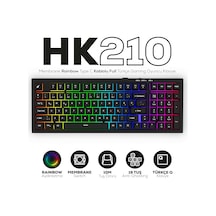 Hk210 Membrane Rainbow Type C Kablolu Full Türkçe Gaming Klavye Siyah