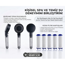 5 Fonksiyonlu Arıtmalı Duş Başlığı Seti - 5 Adet Yedek Filtre Kartuşlu Kireç Ve Tortu Önleyici Spa Duş Seti Füme - Siyah