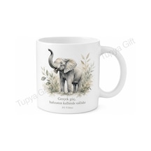 Fil Temalı Baskılı Kupa Bardak Hediye Özel Tasarım Porselen Mug Beyaz / Çok Renkli