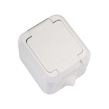 Makel Nemliyer Kapaklı Sıva Üstü Beyaz Topraklı Priz