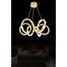 Petra Lüks Modern Helezon Sarmal Tasarım 60 Cm Led Avize Ptr-c60-w140-mıx4575 Gold