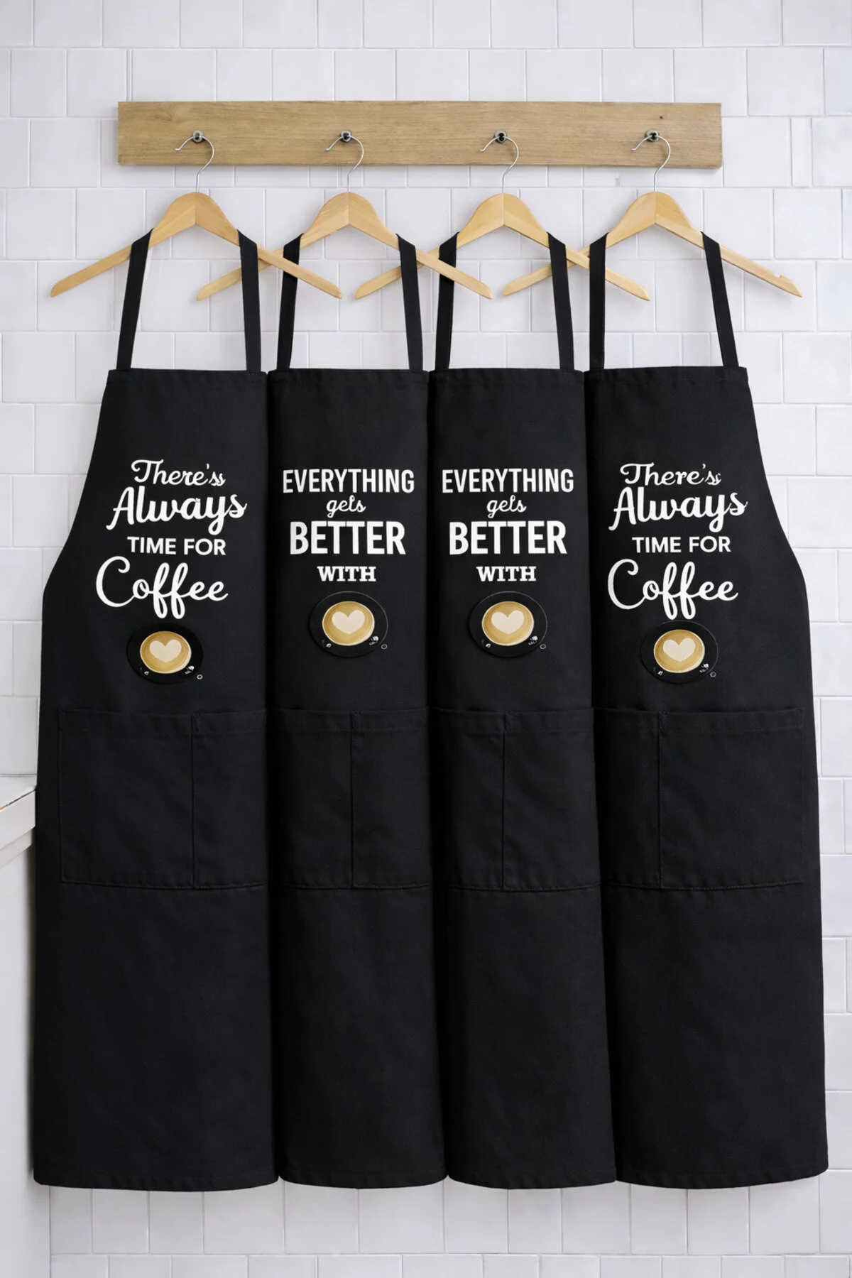 Ays Home 4 Adet Siyah Cepli Cafe Barista Mutfak Şef Önlüğü Siyah