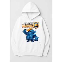 Hunors Sportswear & Company Unisex Beyaz Clash Royale Mini P.e.k.k.a Savaşçı Baskılı Sweatshirt Beyaz
