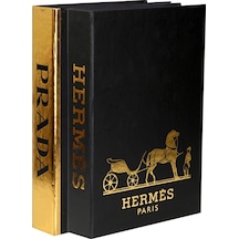 2'li Siyah Gold -herm Dekoratif Kitap Kutu