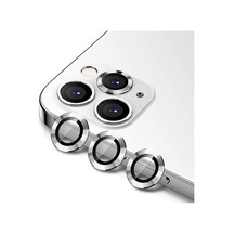 Apple Uyumlu iPhone 12 Pro Max Metal Çerçeveli 3'lü Kamera Lens Koruyucu-gümüş