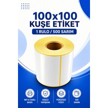 100x100mm Kuşe Etiket 1 Rulo 500 Sarım Parlak Yüzey Kargo, Lojistik, Depo Termal Transfer