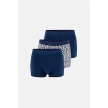 Dagi Erkek Lacivert 3'lü Desenli Pamuklu Boxer- 5210ll