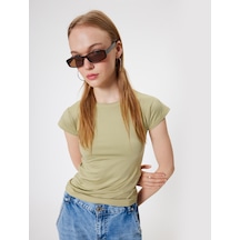 Koton Basic Tişört Bisiklet Yaka Kısa Kap Kol Slim Fit Haki 4sal10853ık Haki