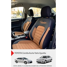 Premium Serisi Lüks Keten Oto Koltuk Kılıfı Toyota Corolla-auris-yaris Uyumlu Taba