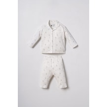 U.S. Polo Assn. Erkek Bebek Desenli Beyaz Gömlek Pijama Takımı Usb3111-c-v1 Usb3111-c-v1