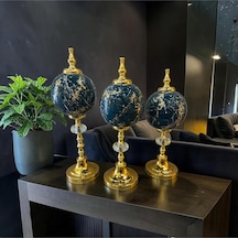Noir Gold Marble Küre Dekoratif Obje Seti Siyah Altın Mermer Desenli Lüks Modern 3 Lü Ev Dekor