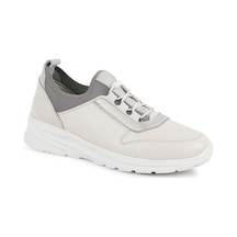 Libero L10.2272 Hakiki Deri Sim Garnili Pratik Lastik Bağcıklı Hafif Eva Taban Ekru Kadın Comfort Sneaker