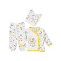 Furkanbaby Sarı 3 Lü Kendinden Eldivenli Takım Seti Sarı