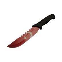 Ayyıldız Mf033 Rd Kırmızı Av Bıçağı 31cm - Testere Detaylı Bıçak, Oluklu, Kılıflı, Plastik Sap Çok Renkli