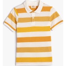 Koton Polo Tişört Kısa Kollu Düğmeli Pamuklu Sarı Çizgili 3skb10181tk 3SKB10181TK18Z Sarı